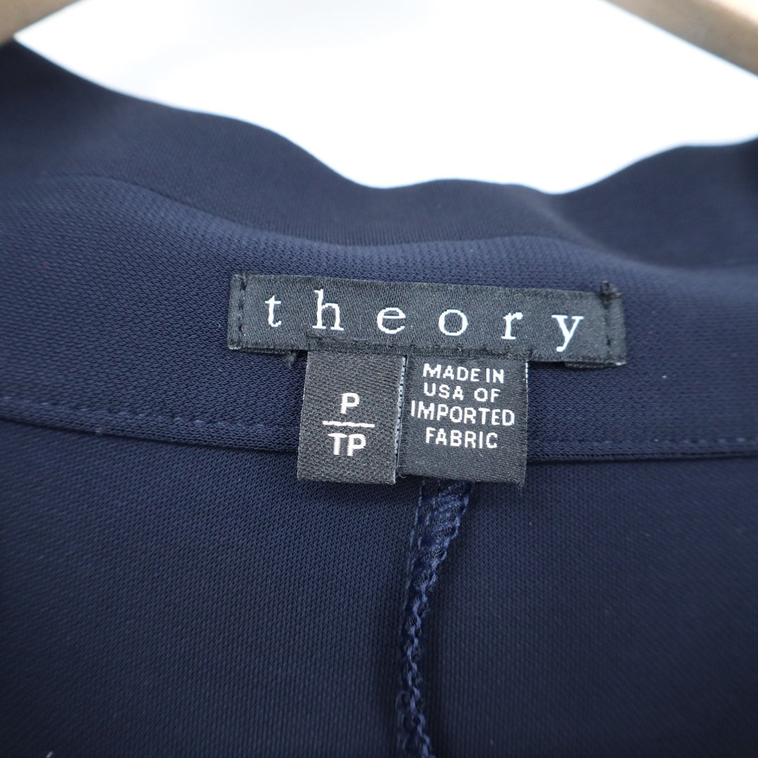 Theory Womens Navy Blue Quarter Zip Long Sleeve Polo Top Size P Petite