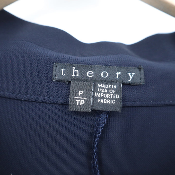 Theory Womens Navy Blue Quarter Zip Long Sleeve Polo Top Size P Petite