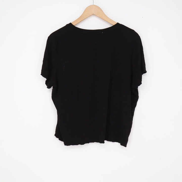 Sweet Romeo T-Shirt Womens L Ribbed Knit Black Short Sleeve Crew Neck Excellent