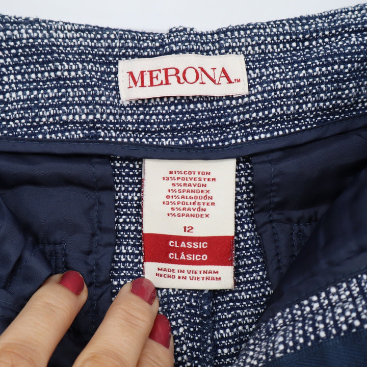 Merona Pants Womens 12 Classic Blue Textured Ankle Length Stretch Excellent