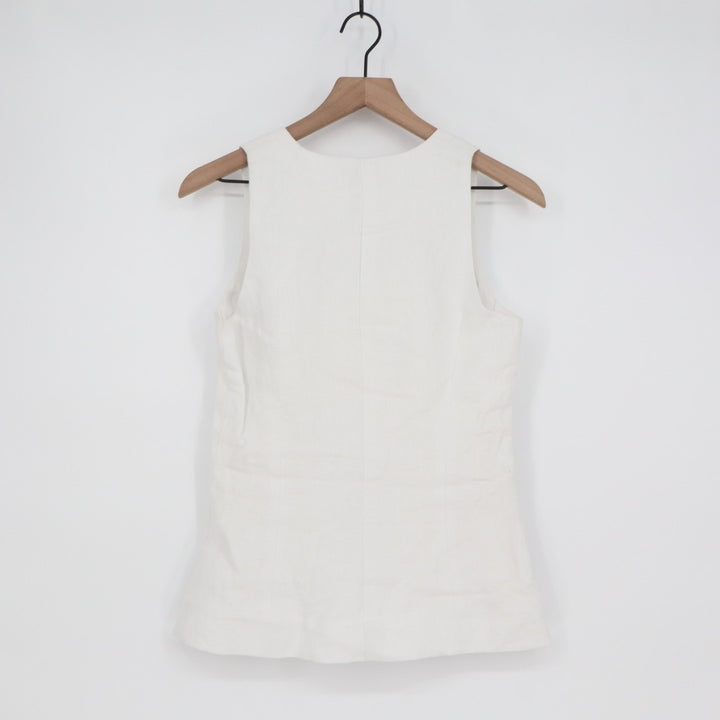 Madewell Cutaway Vest Womens 0 White Linen Scoop Neck Welt Pocket Button Front