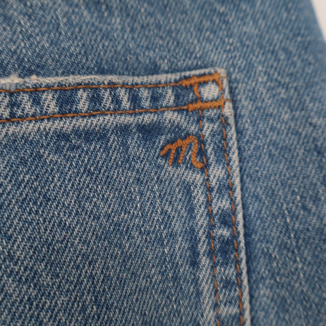 Madewell The Curvy Dean Easy Straight Jeans Womens 29 Blue Denim Distressed