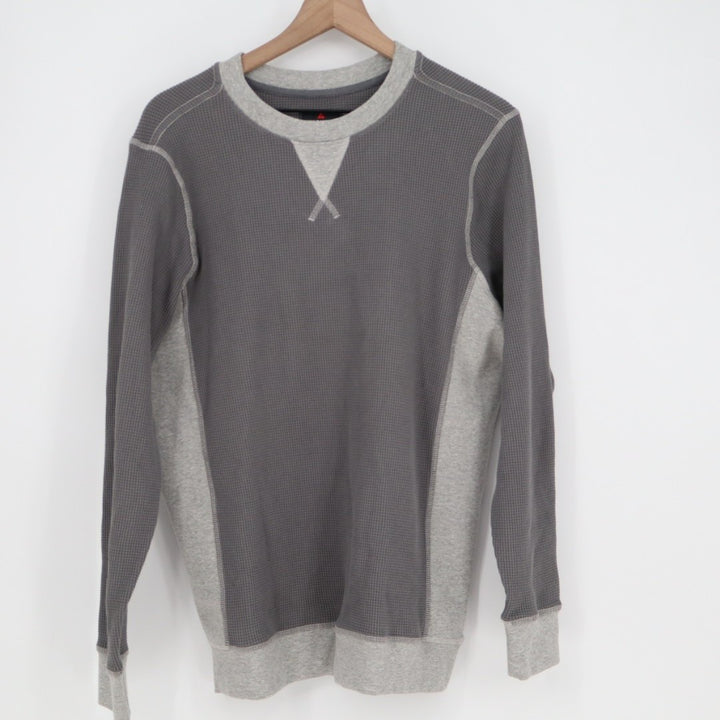 American Giant Colorblock Summit T-Shirt Mens Large Gray Waffle Knit Long Sleeve