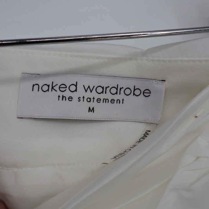 Naked Wardrobe The Statement White Sequin Floral Ruffle Mini Skirt Size M