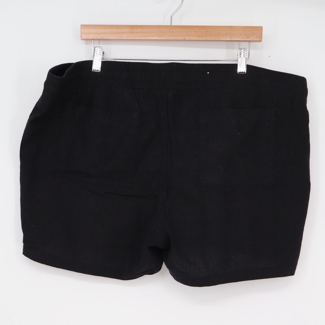Old Navy Womens XL Black Linen Blend Drawstring Casual Shorts