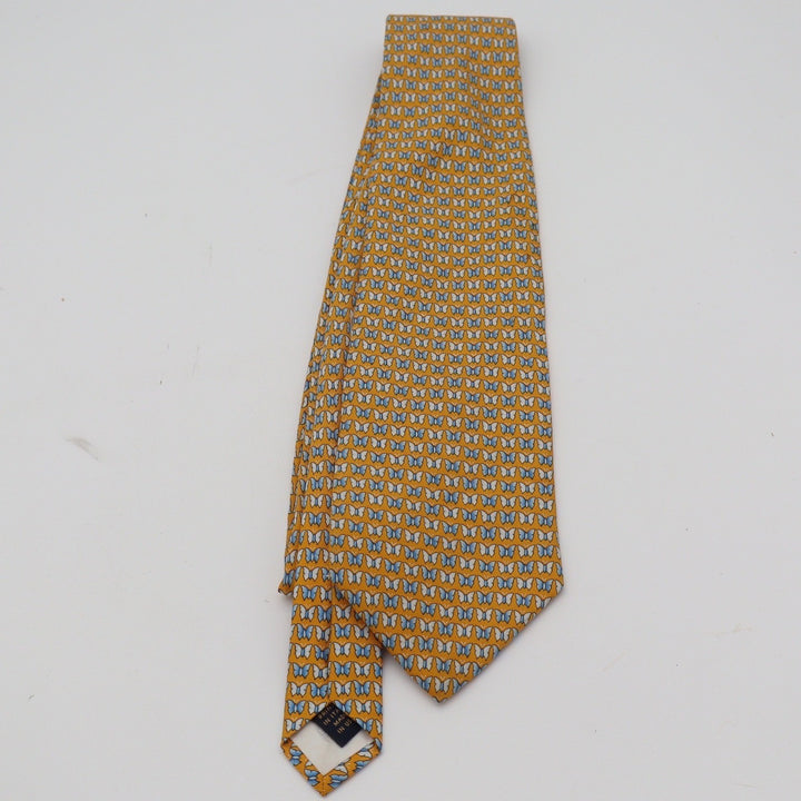Brooks Brothers Mens Yellow Butterfly Silk Tie Stain Resistant Made in USA Italy