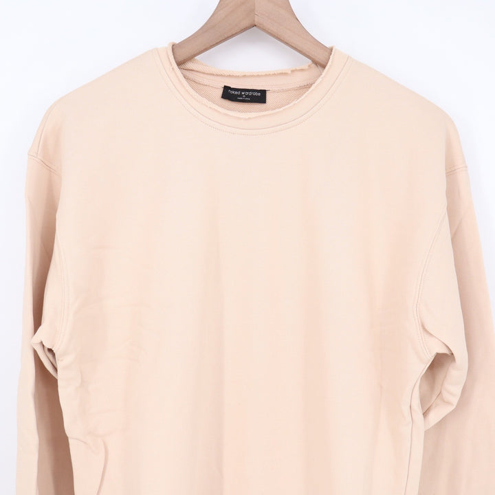 Naked Wardrobe Womens XS Tan Peach Raw Edge Sweatshirt and Joggers 2 Piece Set