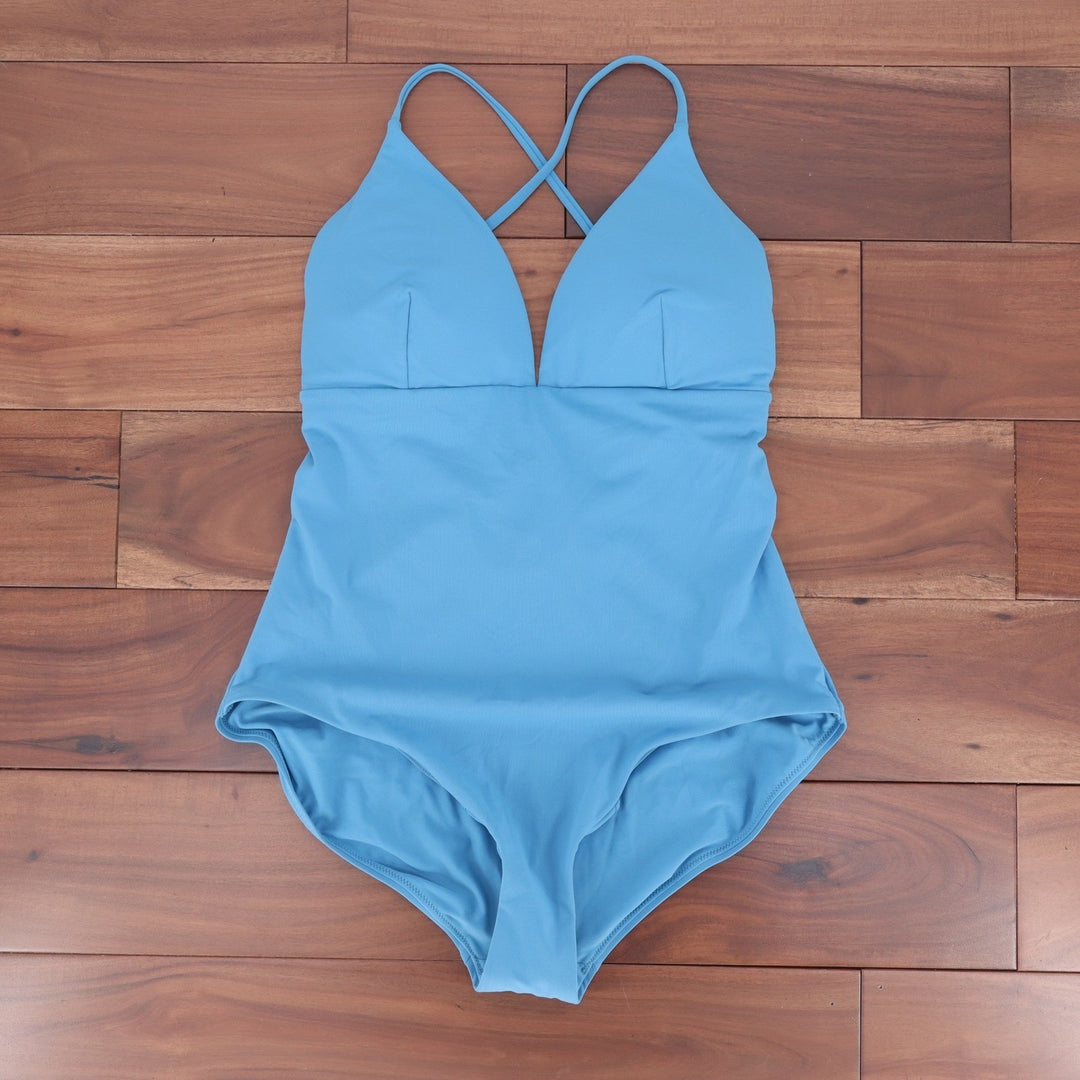 CALIA Triangle Strappy Back One Piece Swimsuit Tranquil Blue Size 10