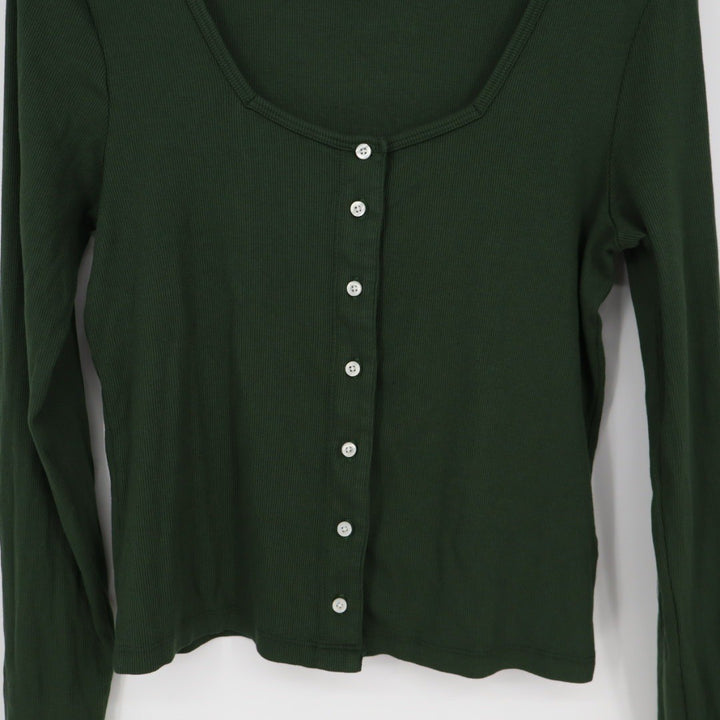 American Giant Women's Luxe Rib Square Neck Cardigan Made In USA Size L