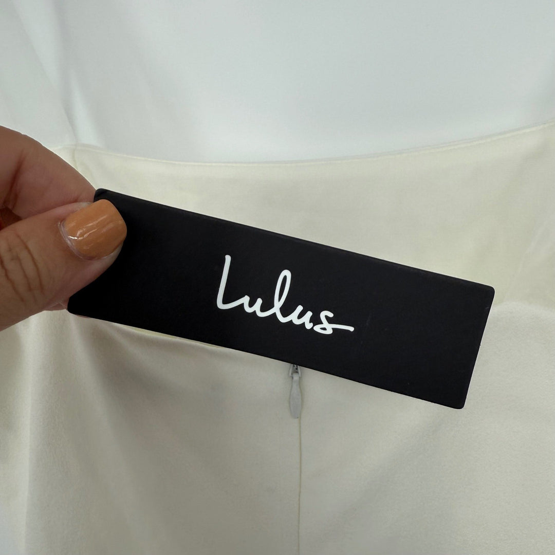 Lulus Romantic Celebration White Tie-Strap Bodycon Midi Dress Size S