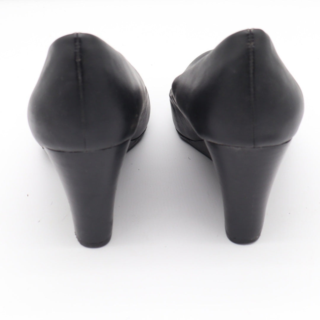 Nine West Highway3Y Black Wedge Pumps Round Toe Heels Womens 8.5M