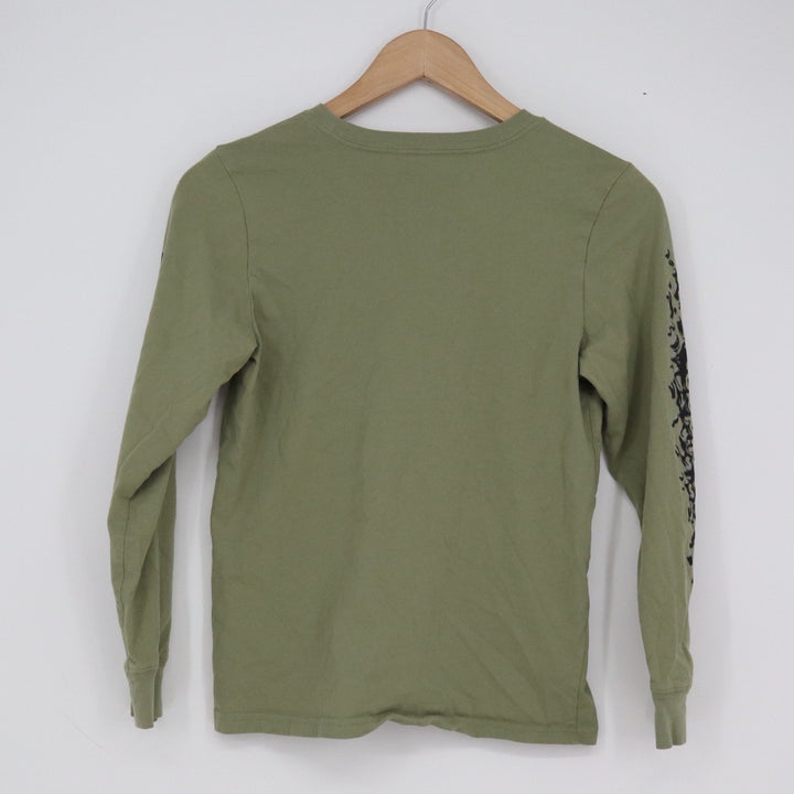 Adidas Boys Olive Green Long Sleeve Graphic Logo T-Shirt Size M 10/12