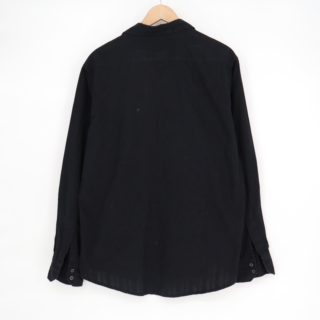 Paper Denim & Cloth Shirt Men L Black Cotton Long Sleeve Spread Collar Button Up