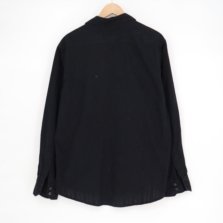 Paper Denim & Cloth Shirt Men L Black Cotton Long Sleeve Spread Collar Button Up