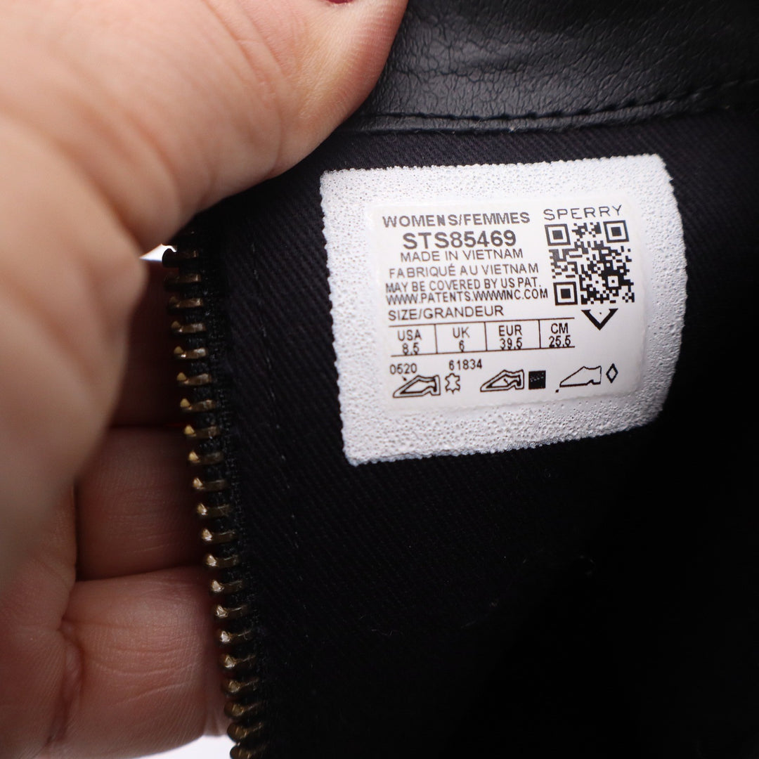 Sperry Top-Sider Black Leather Ankle Boots Womens 8.5 Zip Block Heel