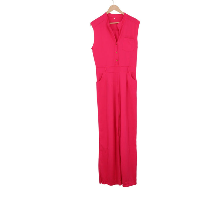 Unbranded Jumpsuit Womens XL Sleeveless Wide Leg Pink Button-Down Excellent