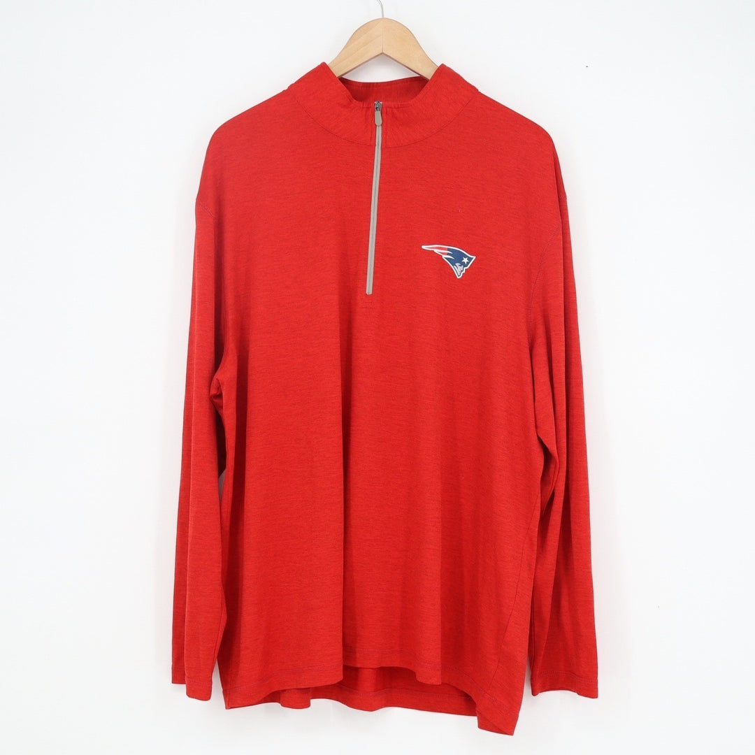 NFL Team Apparel New England Patriots Mens 2XL Red Quarter Zip Pullover
