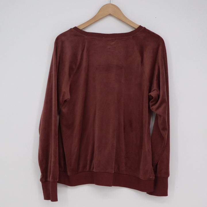 Mason & Belle Burgundy Velvet Feel Raglan Sweatshirt Womens Large