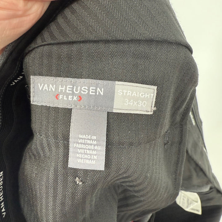 Van Heusen Mens Straight Flex Pants Charcoal Gray 34x30 Dress Pants