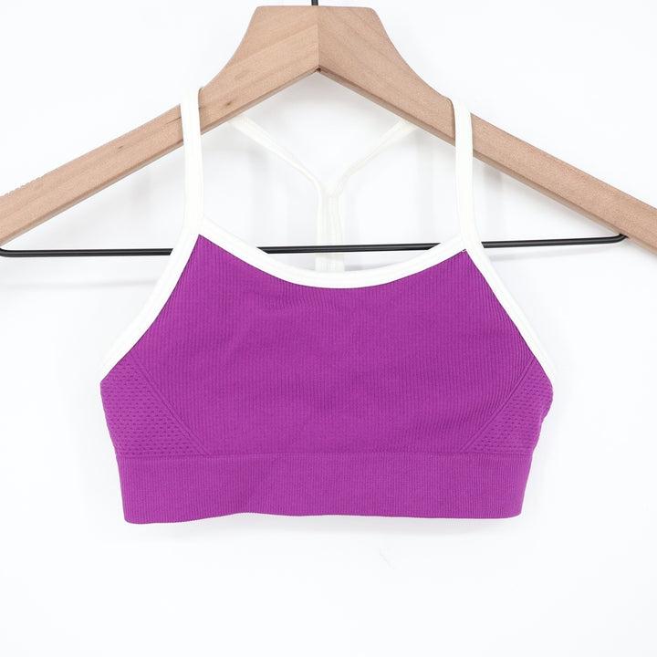 DSG Girls Momentum Seamless Sports Bra Vibrant Violet Purple White Size S 8-9
