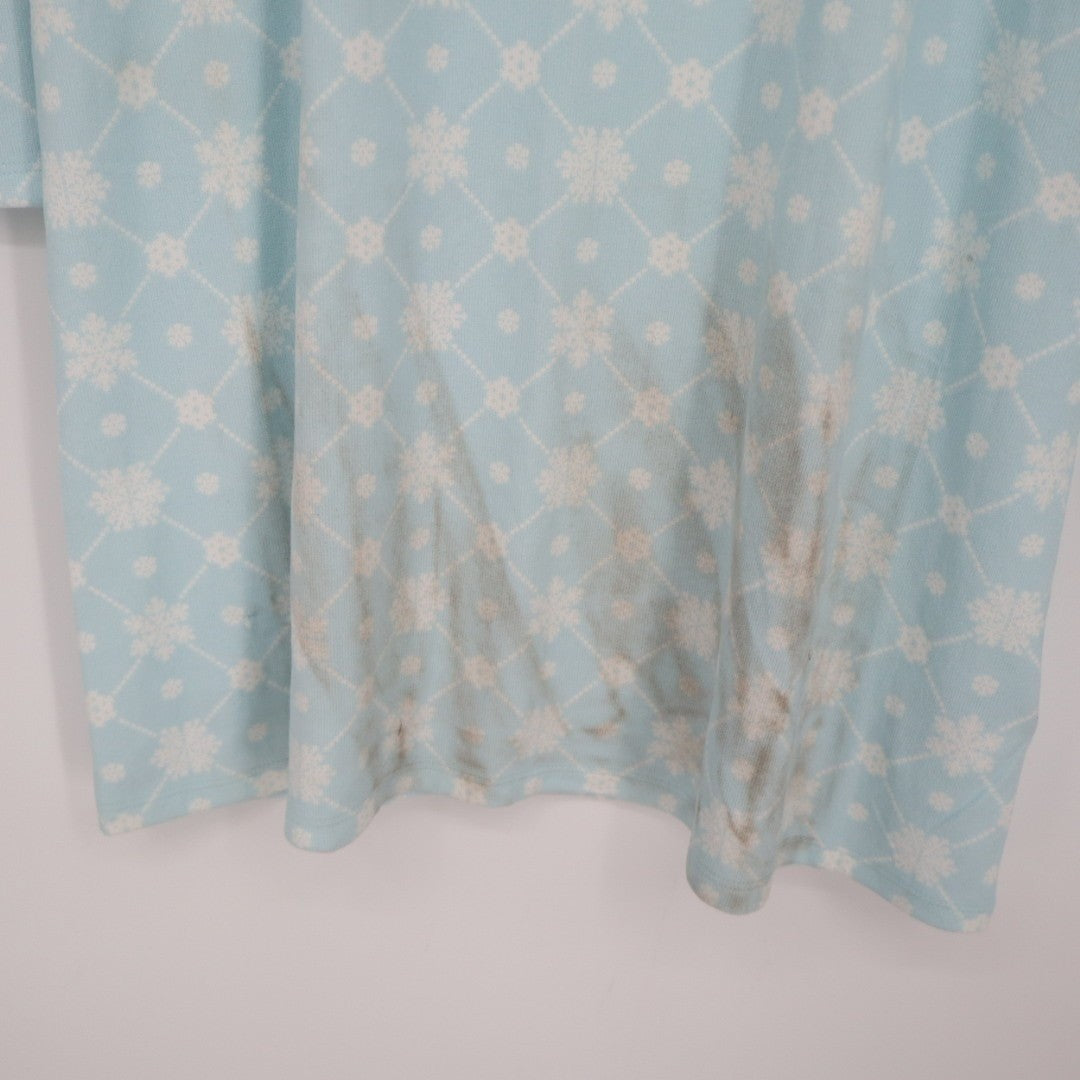Charter Club Intimates Nightgown Womens Large Blue Snowflake Round Neck Pullover