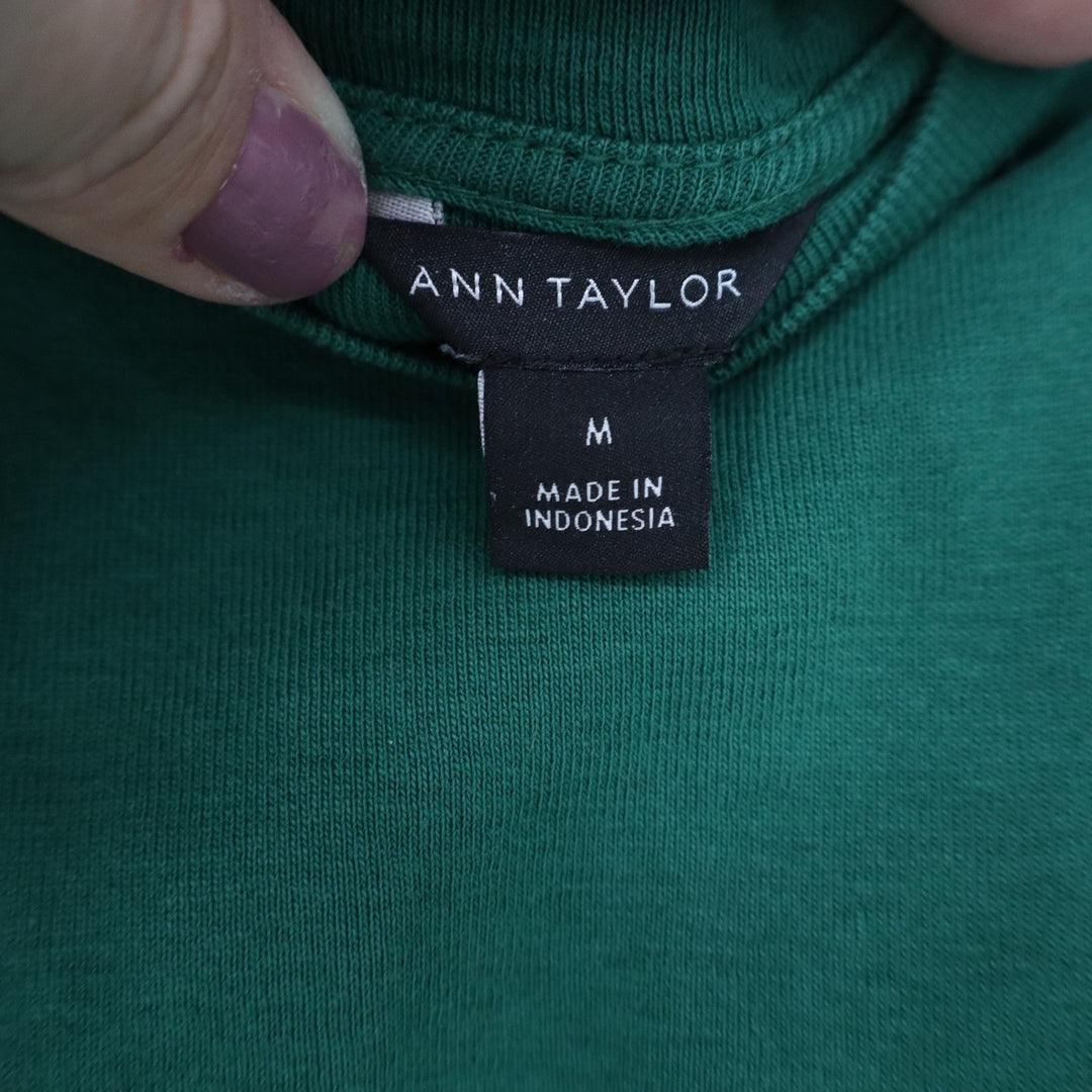 Ann Taylor Mens Green 100% Cotton Short Sleeve Crew Neck Basic Tee Shirt Size M