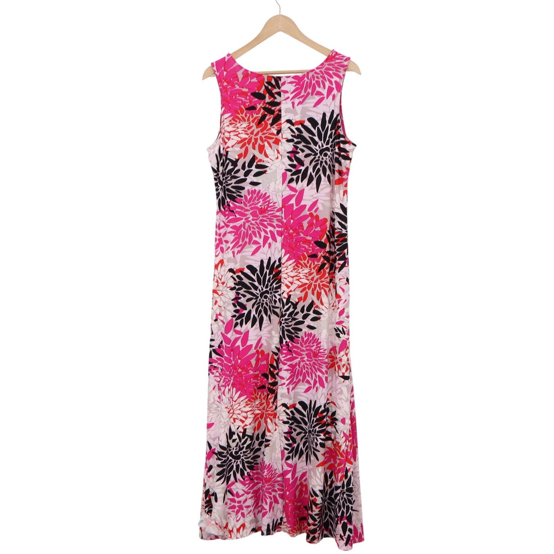 Attitudes by Renee Maxi Dress Womens L Floral Pink Sleeveless Stretch Excellent