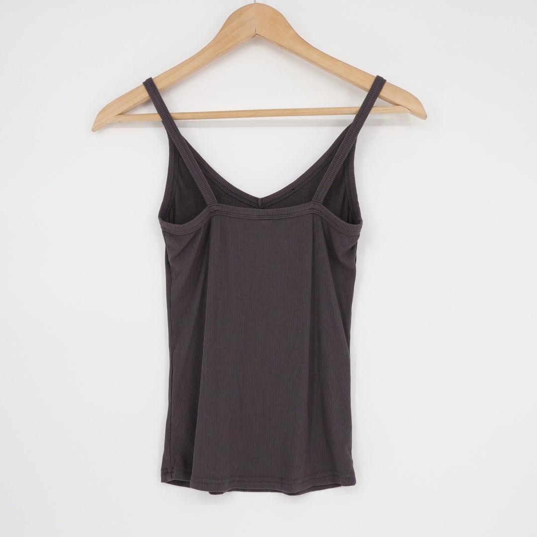 Dark Grey Ribbed V-Neck Cami Tank Top Style 970 Womens Size Small