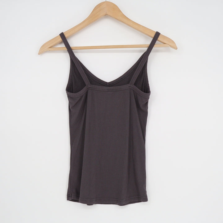 Dark Grey Ribbed V-Neck Cami Tank Top Style 970 Womens Size Small