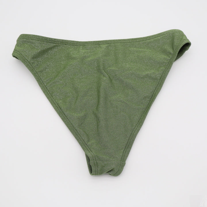 Salt + Cove Womens XS Sage Green Metallic Shimmer High Leg Bikini Bottoms 6319