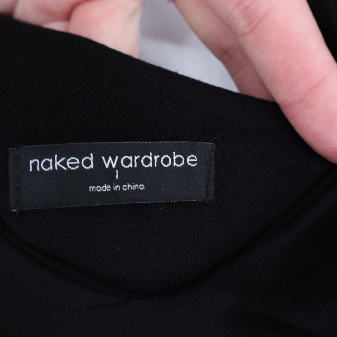 Naked Wardrobe Mens Black One Shoulder Mini Dress Side Slit Large