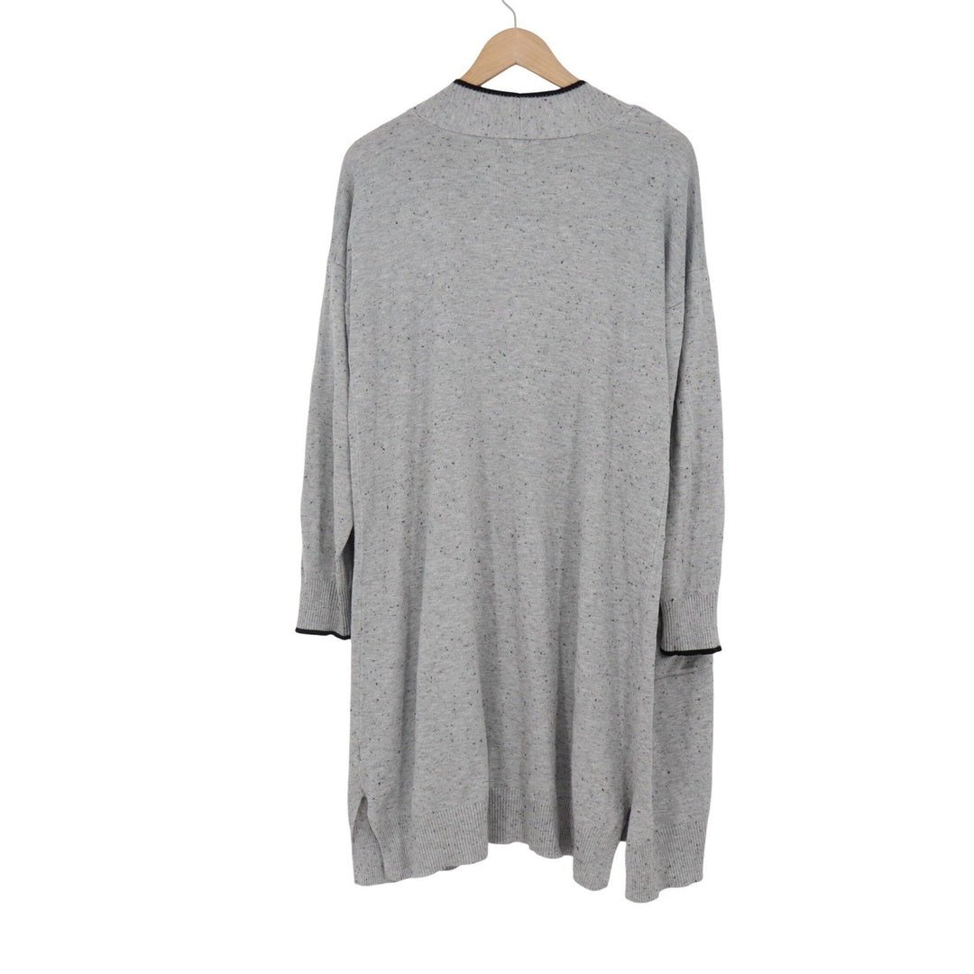 Peyton Primrose Womens Large Heather Grey Speckled Longline Cardigan Sweater L