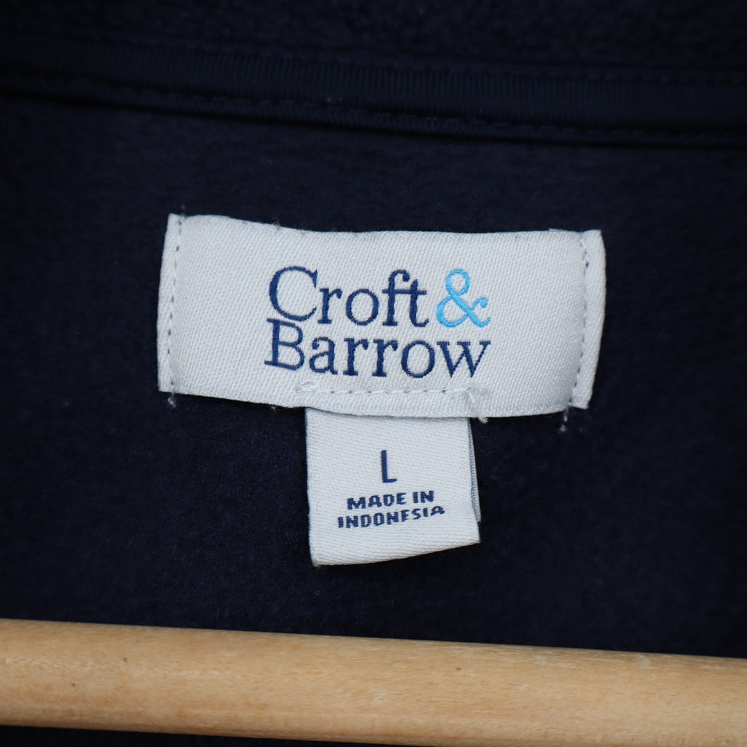 Croft & Barrow Mens Navy Blue Fleece Quarter Zip Pullover Sweater Size L
