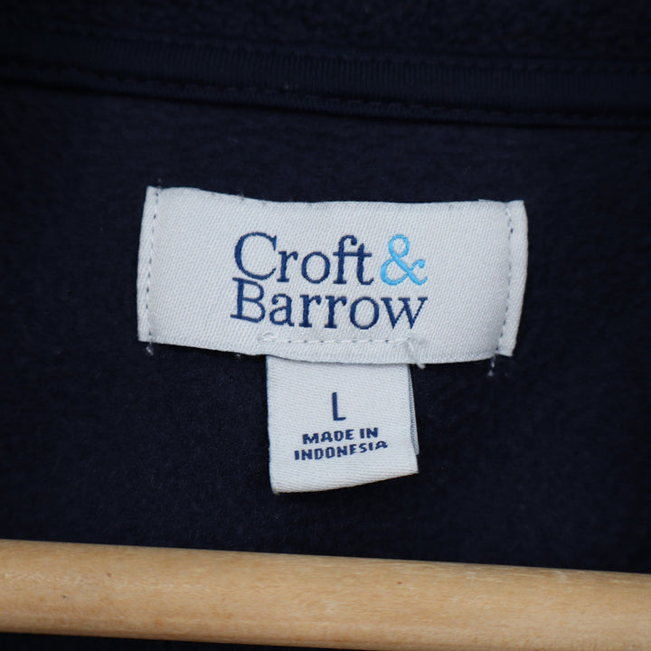 Croft & Barrow Mens Navy Blue Fleece Quarter Zip Pullover Sweater Size L