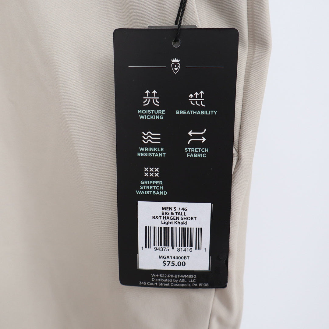 Walter Hagen Mens Perfect 11 Golf Shorts Light Khaki Big & Tall 46