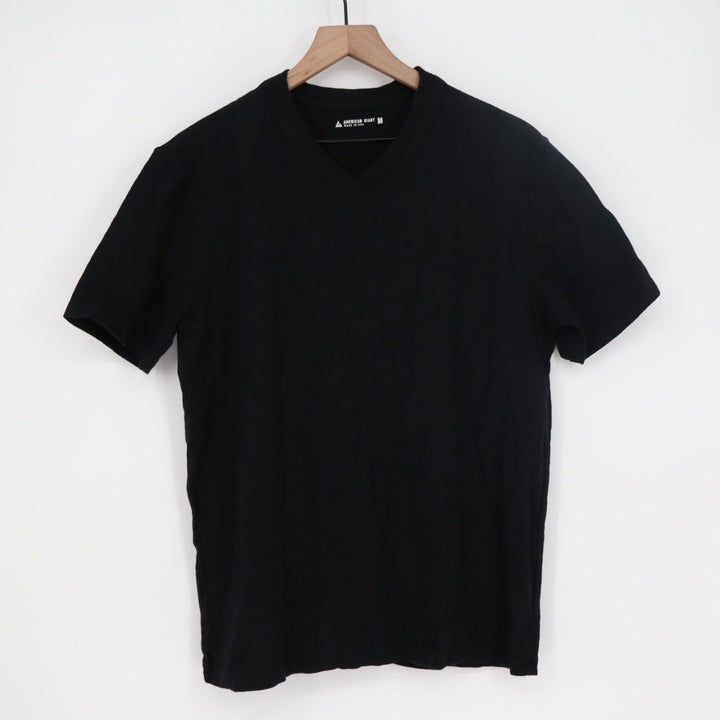 American Giant Mens V Neck T Shirt Black Size Medium Made in USA Cotton