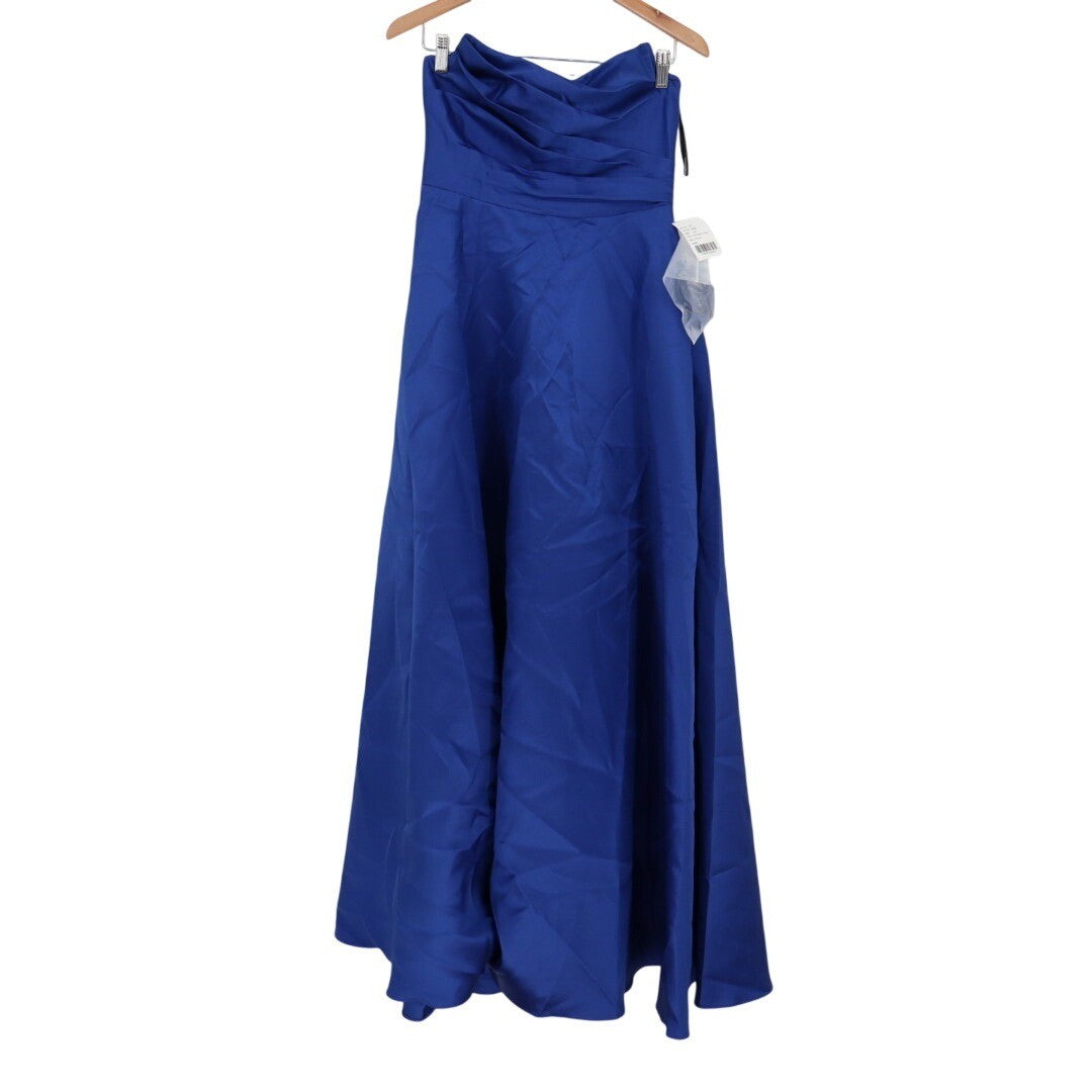 Dessy Collection Strapless Draped Cat-Eye Satin Maxi Dress Size 6