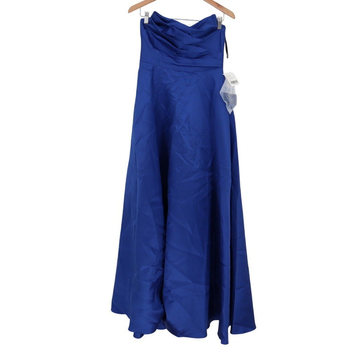 Dessy Collection Strapless Draped Cat-Eye Satin Maxi Dress Size 6