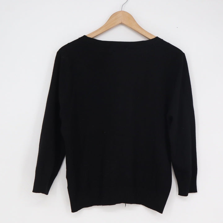 Joseph A Black Button Front Cardigan Sweater XL 3/4 Sleeve Rayon Blend