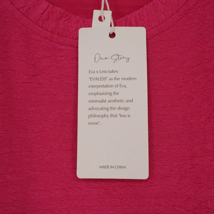 Evaless Hot Pink Textured Short Sleeve T-Shirt Dress Pockets Plus Size 2XL NEW
