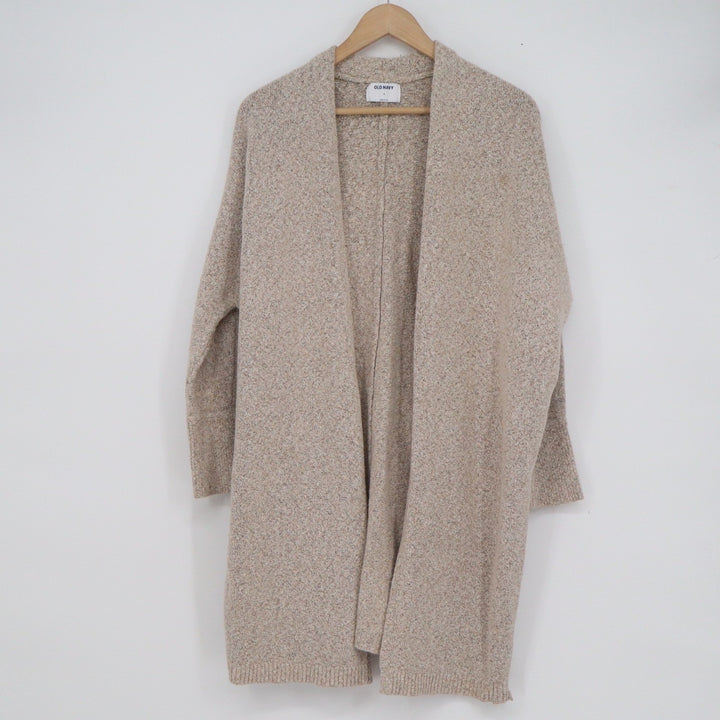 Old Navy Womens Beige Marled Open Front Longline Cardigan Sweater Medium