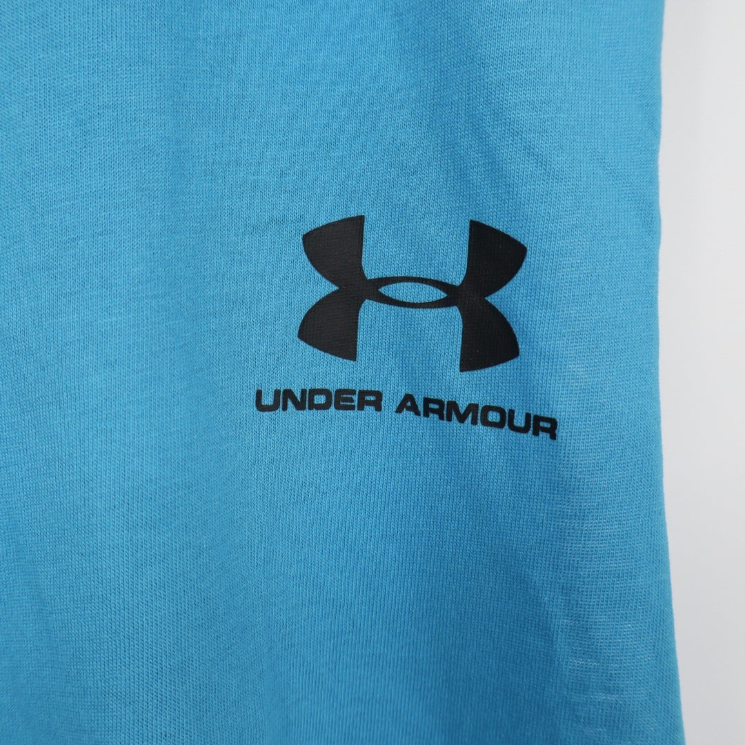 Under Armour Mens Left Chest Cut Off Tank Blue Loose Fit Muscle Tee L