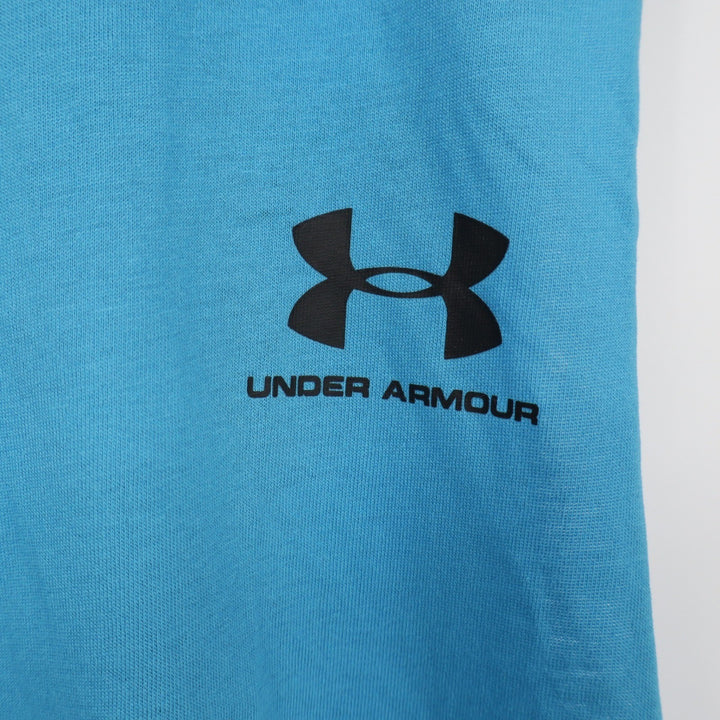 Under Armour Mens Left Chest Cut Off Tank Blue Loose Fit Muscle Tee L