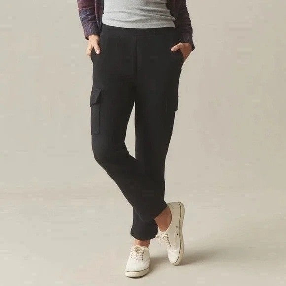 American Giant Sweatpant Womens Large Black Cotton Straight Leg Cargo Pockets