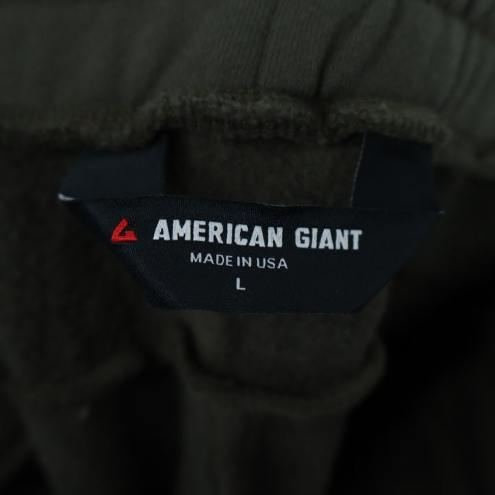 American Giant Sweatpants Men L Green Cotton Slash Pockets Fleece Lined Straight