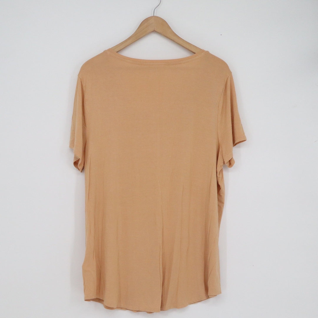 Amazon Essentials Womens XL Apricot Orange V-Neck Short Sleeve T-Shirt Relaxed