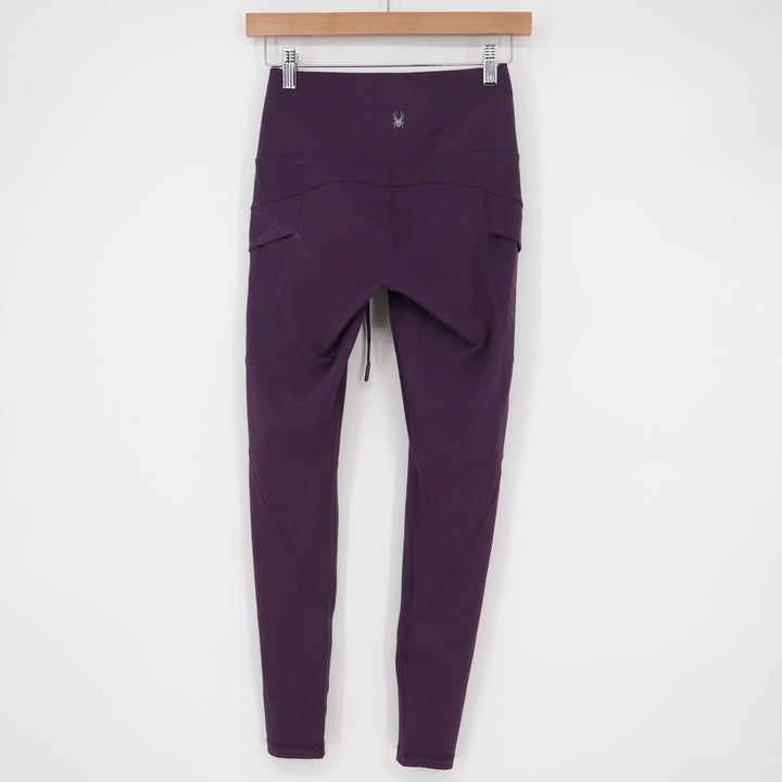 Spyder Active Womens XS Purple Cargo Pocket High Rise Drawstring Leggings