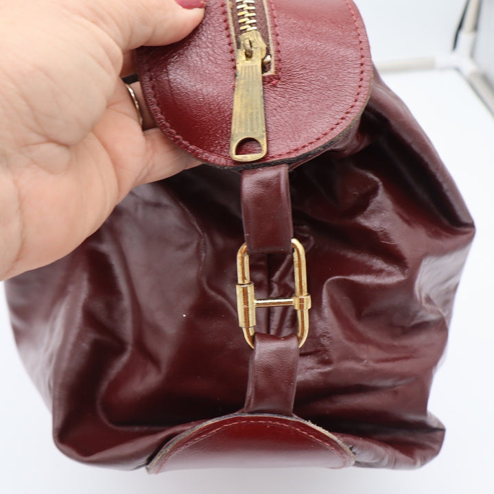 Unbranded Hobo Bag Womens OS Slouchy Burgundy Leather Large Zip Top Good