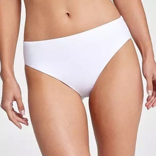 Calia Women Pure White Waves Wide Banded High Leg Bikini Bottom XL