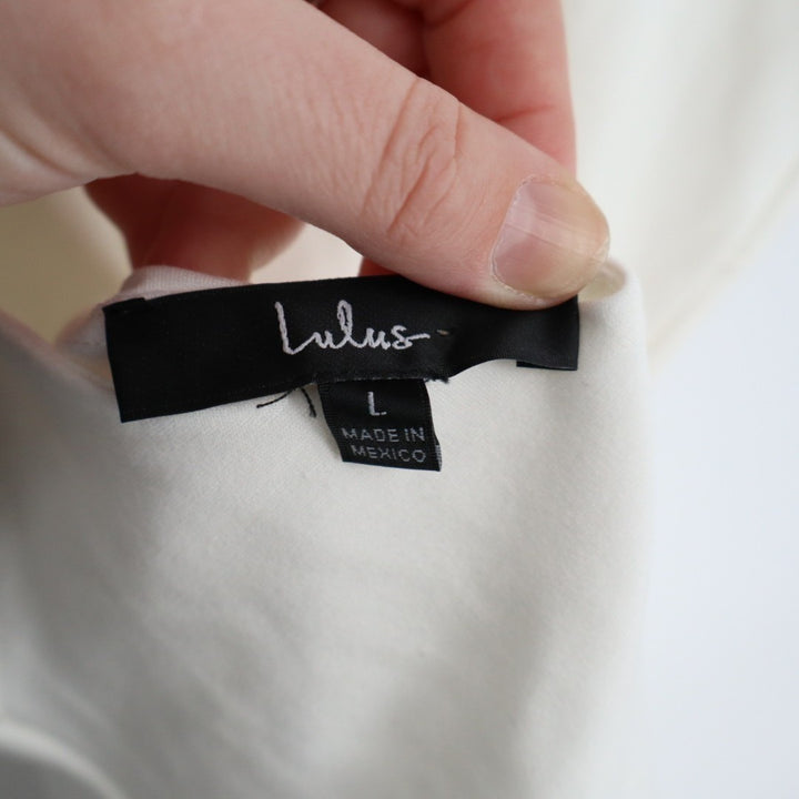Lulus Bodycon Mini Dress Womens Large White Stretch Backless Sleeveless Pullover